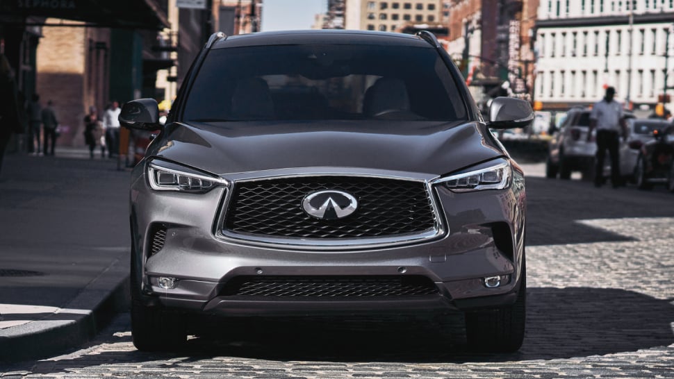 Front profile of 2024 INFINITI QX50 parked on road